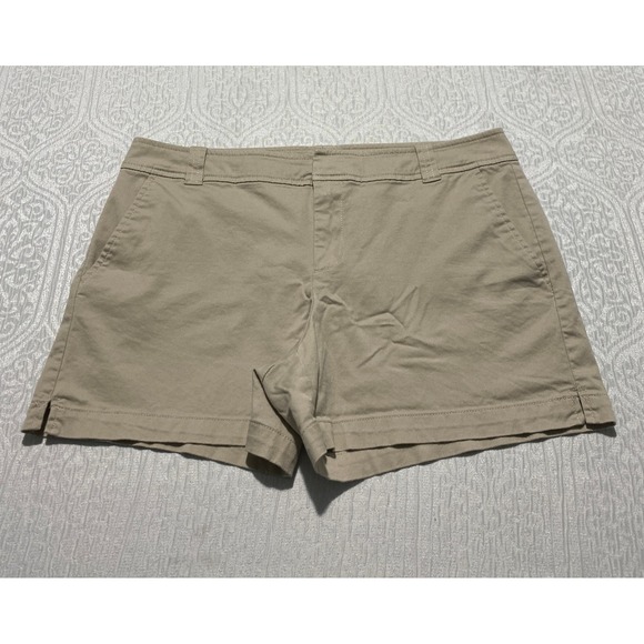 New York & Company Pants - New York & Company Womens Khaki Chino Shorts Beige Cotton Stretch Size 8